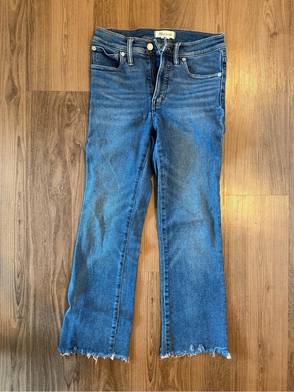Madewell Medium Blue Frayed-Hem Jeans
